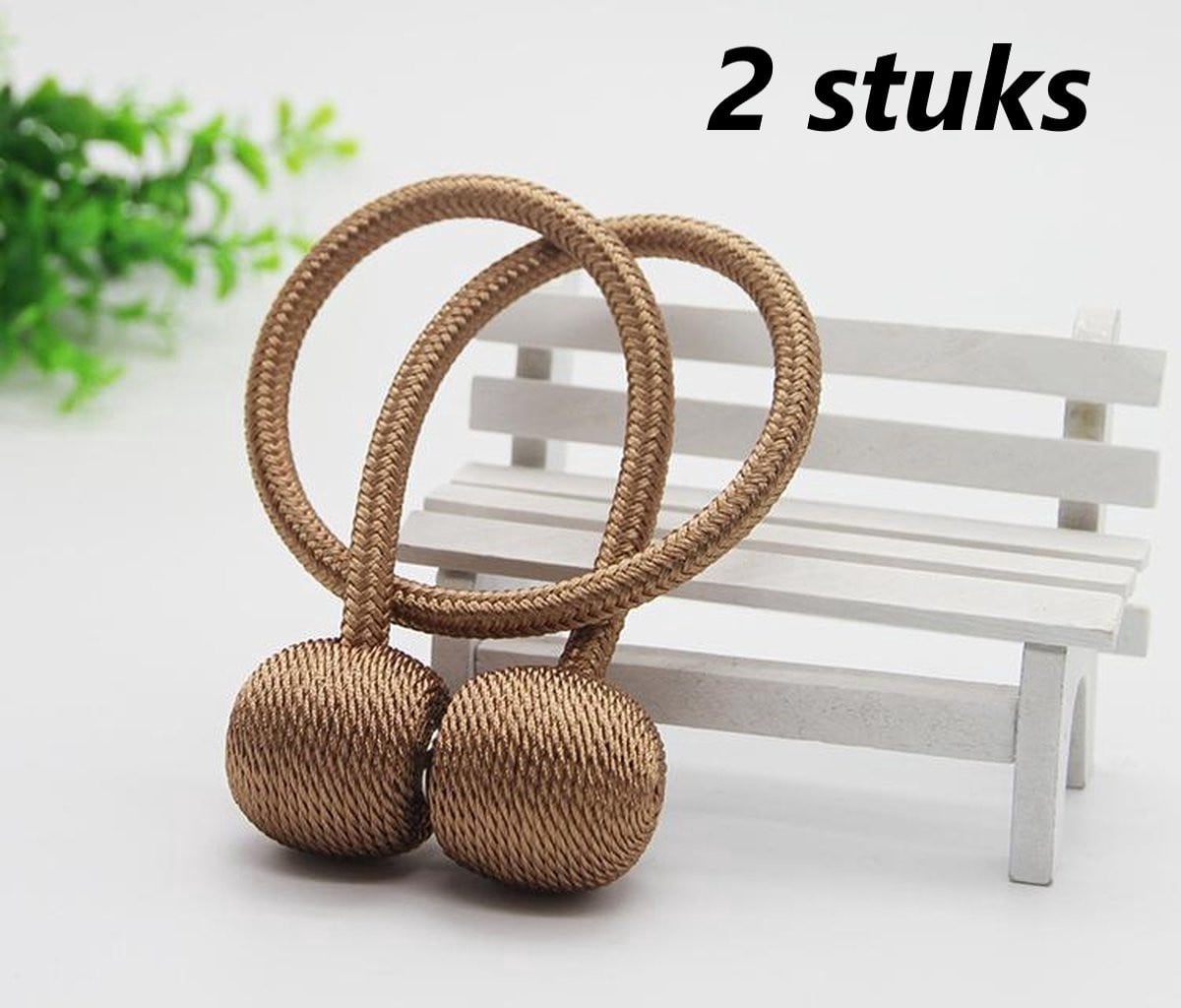 Alcantara Luxe Gordijn Embrasse Bruin Magnetisch - 2 Stuks - 40 cm