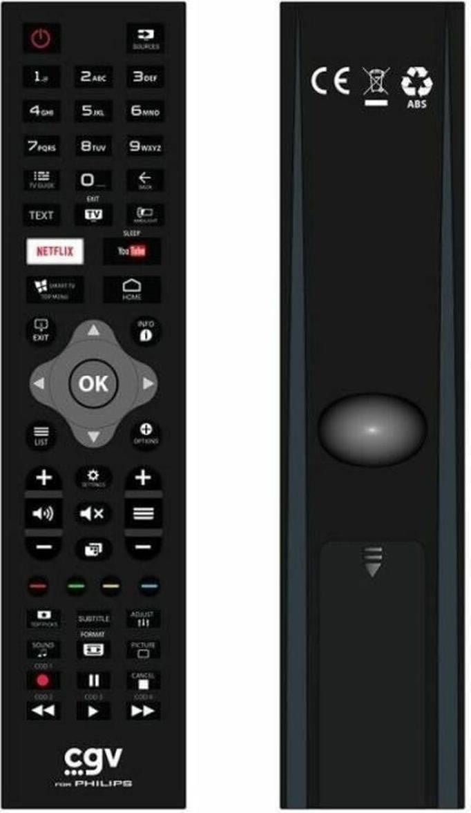 CGV vervangende afstandsbediening voor Philips televisies, direct klaar voor gebruik zonder programmeren