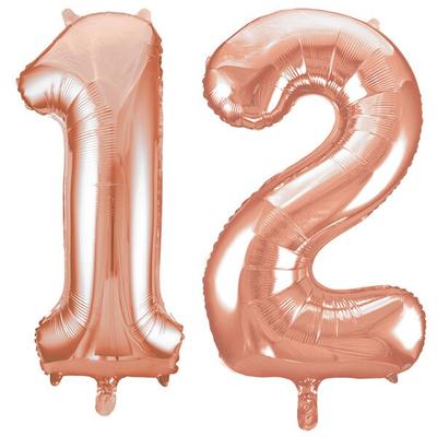 XL Folienballon roségold Zahl 12