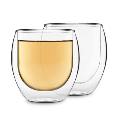 Feelino Trinkglas Jumbo | Doppelwandig | Hochwertiges Borosilikatglas | 2 x 410 ml | Unikat Transparent