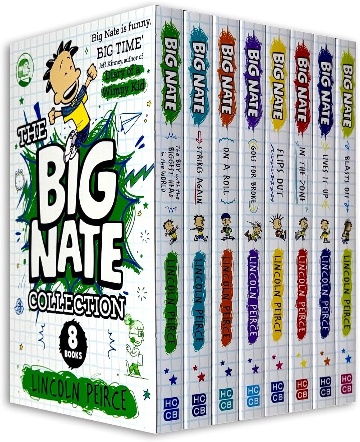 HARPERCOLLINS Big Nate Series 8 Books Collection Box Set by Lincoln Peirce – Strikes Again, On a Roll & Funny School Adventure Collection for Kids