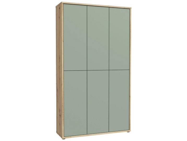 Xora Schuhschrank Alice Springs, Salbeigrün, Eiche Artisan, Kunststoff, 16 Fächer, 109.2x191.9x34.9 cm, Typenauswahl, stehend, Holzmöbel, Garderobe Holz, Schuhschränke Holz