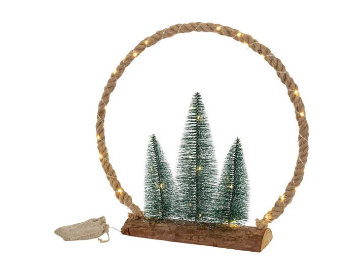 ECD-Germany Weihnacht Figur Jute Kreis, Naturfarben, Holz, 45x45x9.5 cm, Dekoration, Weihnachtsdekoration