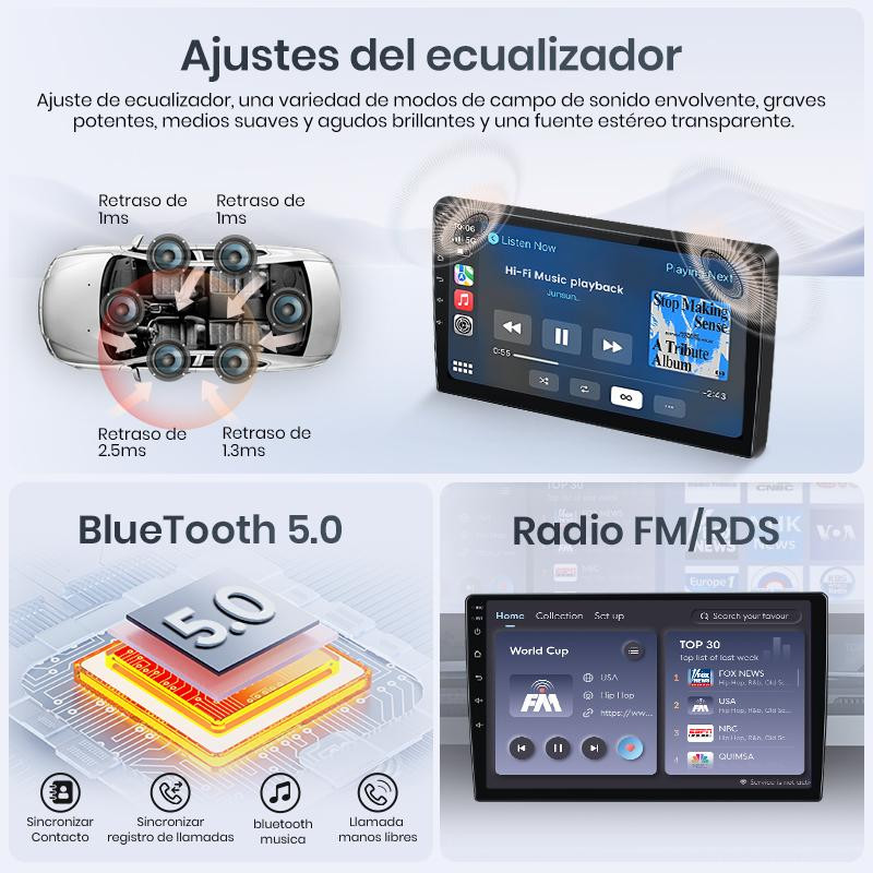 Selius Autoradio 9 Inch Dubbel Din met Draadloos CarPlay, Android Auto, Bluetooth, DAB+ en GPS met Touchscreen