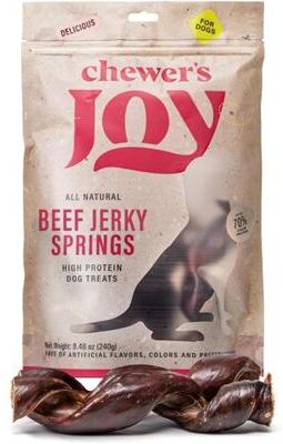 "Chewer's Joy 55621 Beef Jerky Springs 7–8"" Natural Dog Chew Treats, 12-count"
