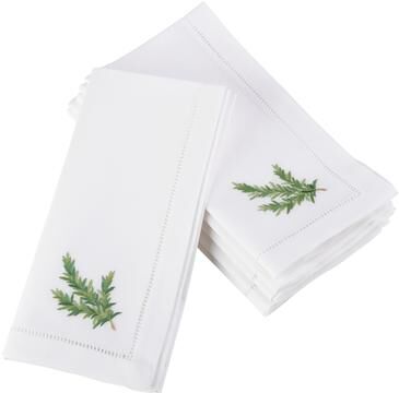 Saro Lifestyle Rosemary Embroidered and Hemstitched Cotton Napkin (Set of 6)