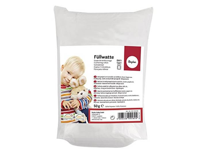 Rayher 30195000 polyester vulwatten zeer pluizig 500 g zak, wit