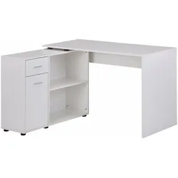 FineBuy, Schreibtisch, Schreibtisch Holz furniert Weiss (107 x 106.50 x 75 cm)