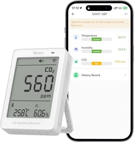 SONOFF AirGuard CO2 Matter Over Wi-Fi Air Quality Monitor SAWF-08P