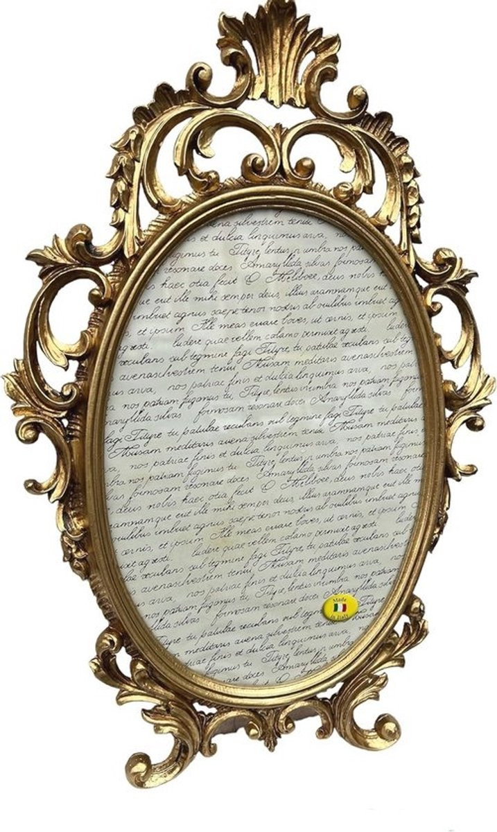 Barok fotolijst antiek goud - Ovale lijst met glas - 43 x 27 cm