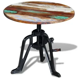 Décoshop26 - Beistelltisch im Industriestil aus recyceltem mehrfarbigem Holz höhenverstellbar 60 x (42-63) cm DEC031475