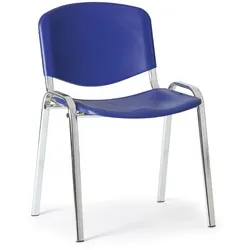 Kunststoffstuhl ISO, blau, verchromte Konstruktion