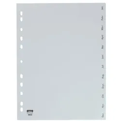 OTTO Office Kunststoffregister Jan.-Dez. A4 grau grau, 22.5x29.7 cm