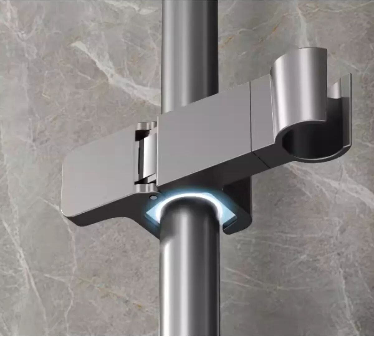 INF Support de douche universel à clip 2 pièces compatible with 24-34mm tiges, angle réglable et installation sans outil Argent