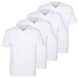 CECEBA Herren T-Shirts, 4er Pack - Konvex, V-Ausschnitt, Kurzarm, Baumwolle, uni Weiß / 3XL