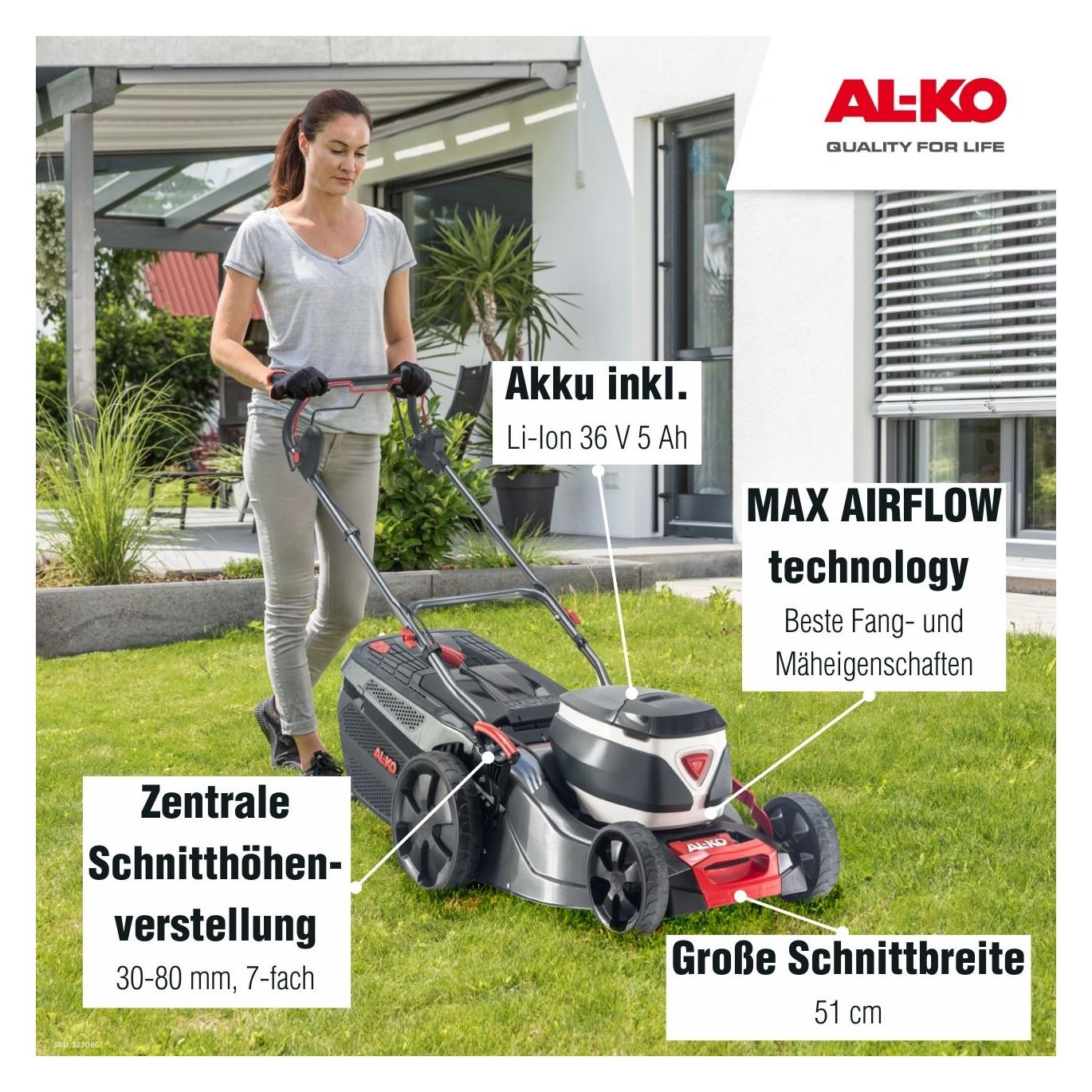 Al-Ko 36 V Akku-Rasenmäher 51.4 Li SP Comfort inkl. 1 Akku und Ladegerät (Akkubetrieb) (68719447)