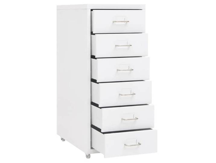 Classeur mobile Blanc 28x41x69 cm Métal_2 ans garantie_97847
