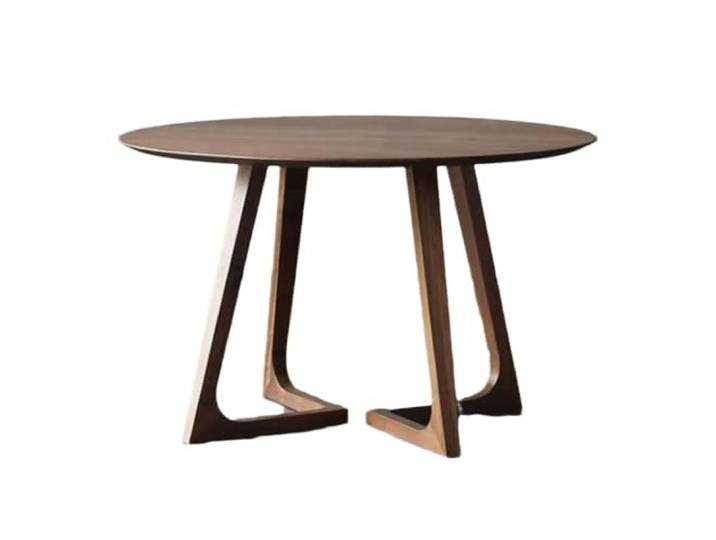 Runder Massivholz-Esstisch, Landhausstil, kleiner Tisch für 2–4 Personen, moderner Esstisch, Mid-Century Esstisch, Küchentisch Walnut,100cm