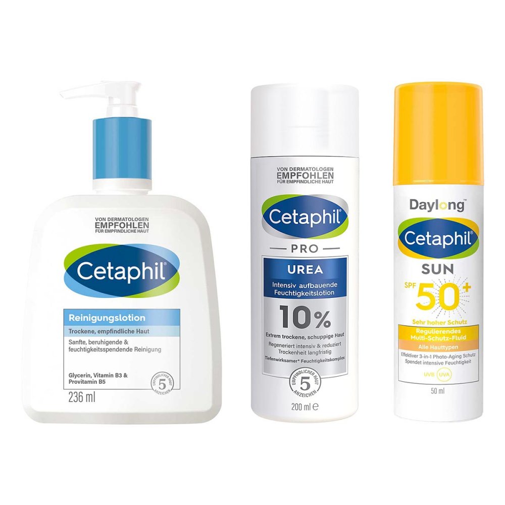 Galderma Laboratorium GmbH Cetaphil Pflegeset mit 10 % Urea: Reinigung & UV-Schutz 08105388