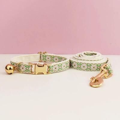 Uplift Essentials Premium Adjustable Metal Hardware Cat Collar & Leash Set style 4 l