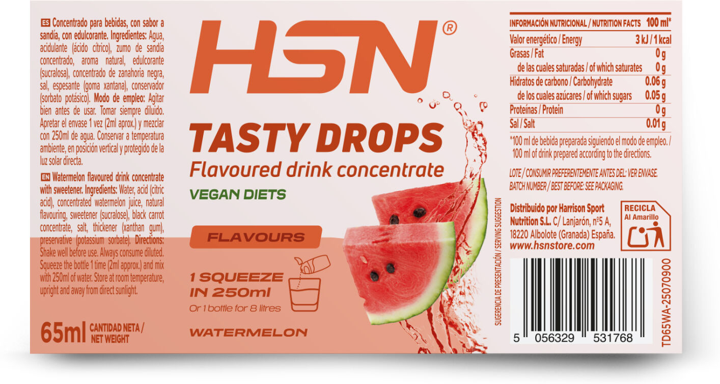 HSN Tasty drops (saborizante líquido sin calorías) 65ml sandía - Saborizantes - Líquido - 33  Servicios