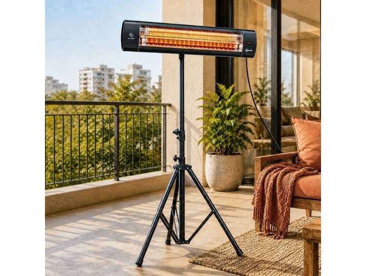 Outsunny Radiateur Infrarouge Pied 2500W Hauteur Réglable Noir