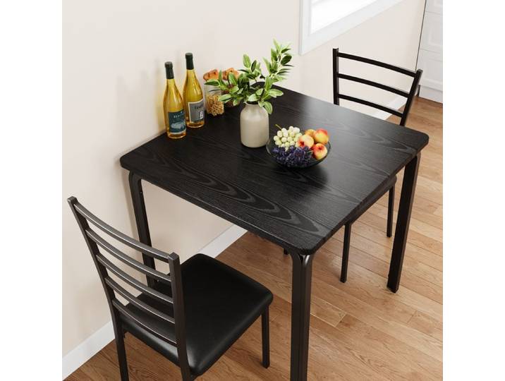JoyGarden Ensemble table à manger 3 pièces pour 2 personnes table rectangulaire et 2 chaises pour petit espace Noir