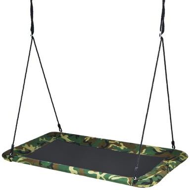 Costway 60 Inches Platform Tree Swing Outdoor with 2 Hanging Straps-Camouflage