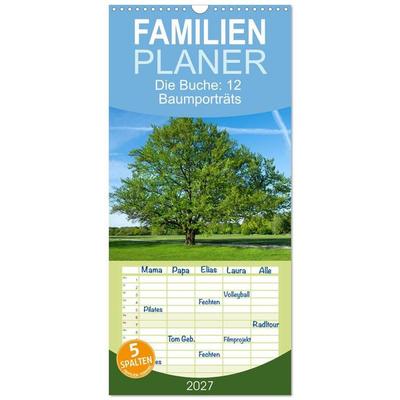 Familienplaner 2027 - Die Buche: 12 Baumporträts mit 5 Spalten (Wandkalender, 21 x 45 cm) CALVENDO