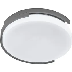 LED Deckenleuchte Metall Weiß Grau Schlafzimmerlampe Deckenlampe Kunststoff 37 cm, rund, 1x 18W 1800lm 3000K, DxH 37 x 9 cm