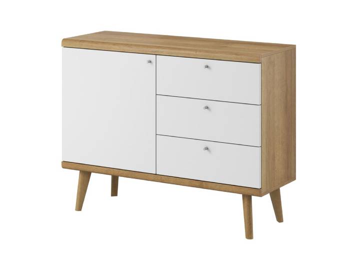 Commode effet bois Crème et Blanc