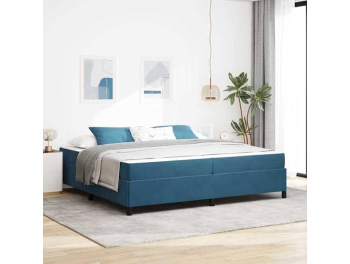 KTHLBRH Bettgestell dunkelblau 200 x 200 cm Stoff Minimalistisches Design, einfache Linien, weiche Farben, geeignet für moderne Räume