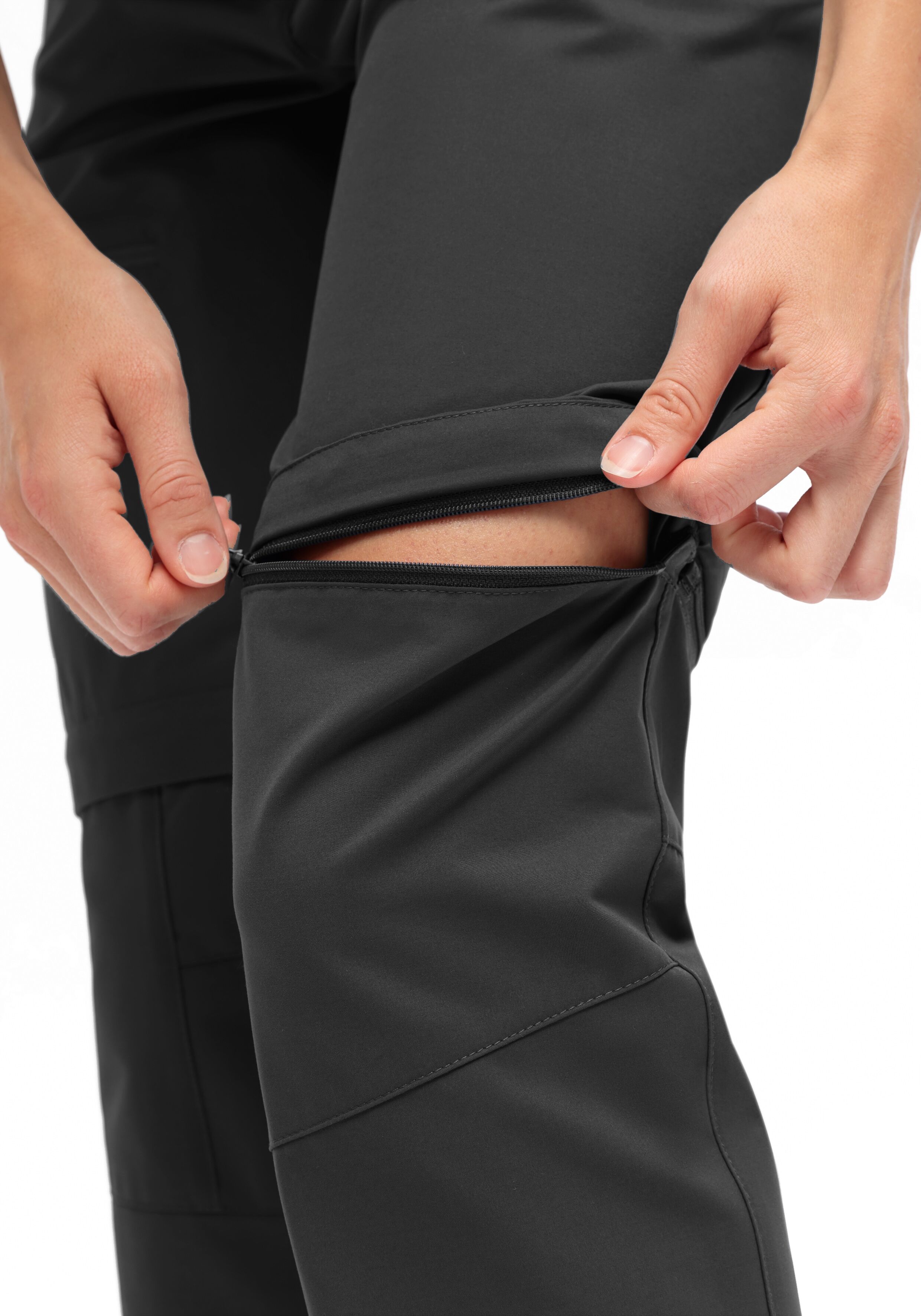 Outdoorhose MAIER SPORTS "Nata Zip Loop", Damen, Gr. 21, Kurzgrössen, schwarz, 100% Polyester, Hosen Outdoorhose, Damen Zip-Off Wanderhose, atmungsaktive Trekkinghose, Regular Fit schwarz 21, Kurzgrössen