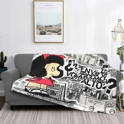 Uplift Picks Love Mafalda Soft Flannel Fleece Cartoon Throw Blanket 6 75x95 Cm