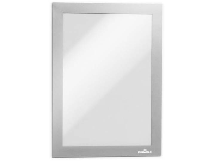 Durable 494723 Info Frame Duraframe Magnetic (A5\, cadre magnétique pour surfaces métalliques) 5 pièces - Argent