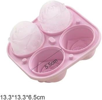 Inspired Finds 3D Rose Large Silicone Ice Cube Trays Giant Flower Ice Molds (4 Pack) pink
