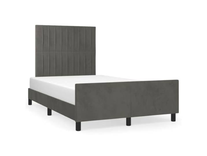 PUGYNBK Bettgestell aus Samt, Dunkelgrau, 120 x 190 cm Verstellbares Kopfteil, robuste Beine, Holzlatten, stabiler Stand