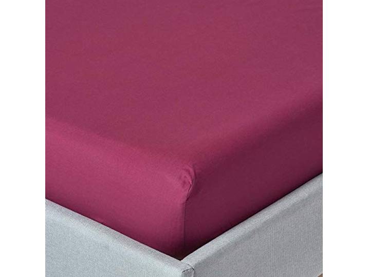 Homescapes Spannbettlaken Bordeaux/Pflaume extra hoch – Matratzenhöhe bis zu 40 cm – für Matratzengröße 150 x 200 cm, 100% Reine ägyptische Baumwolle, Fadendichte 200 Perkal-Bettlaken