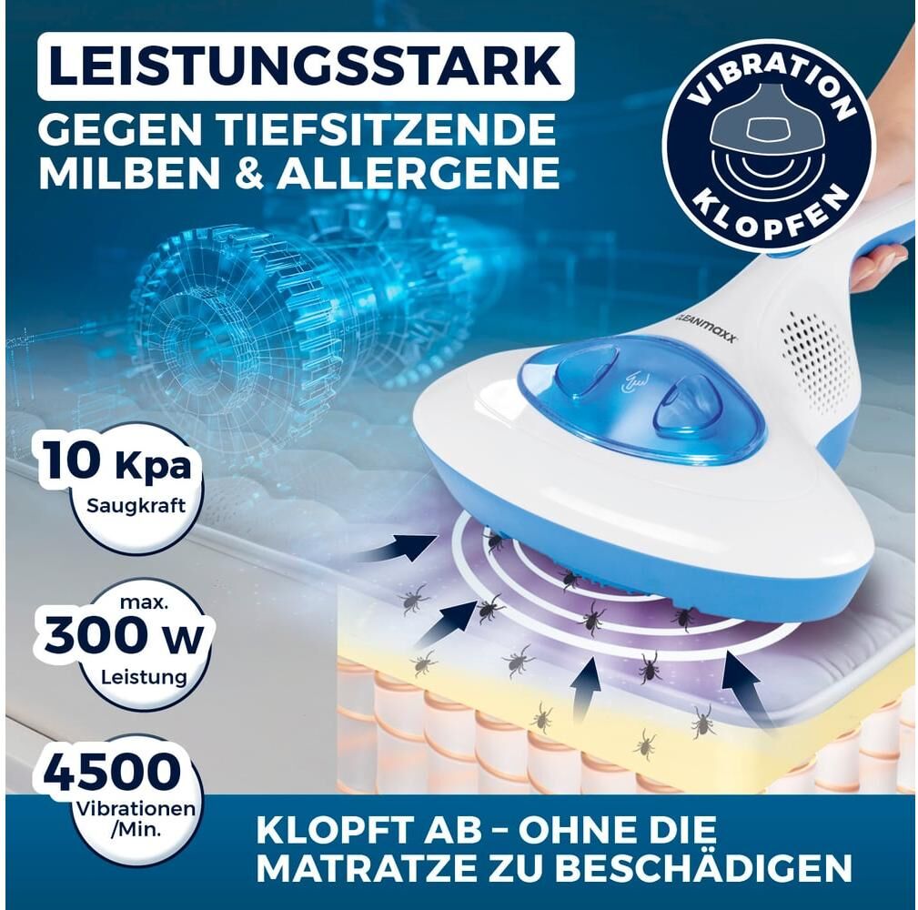 CLEANMAXX Matratzenreinigungsgerät "mit UV-C-Licht 300W", blau (bunt), B:35cm H:12cm, Mehrzwecksauger, Matratzenreinigungsgerät bunt Einheitsgröße