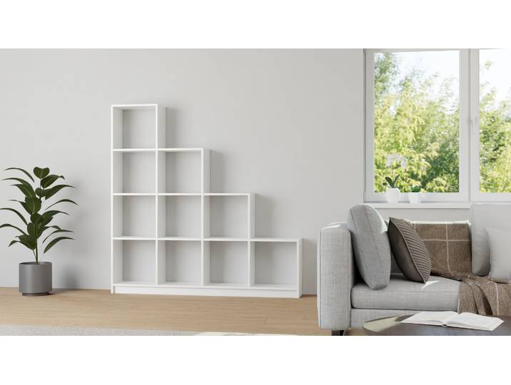 Treppenregal nach Maß MDF Beschichtet MDF Weiß matt
