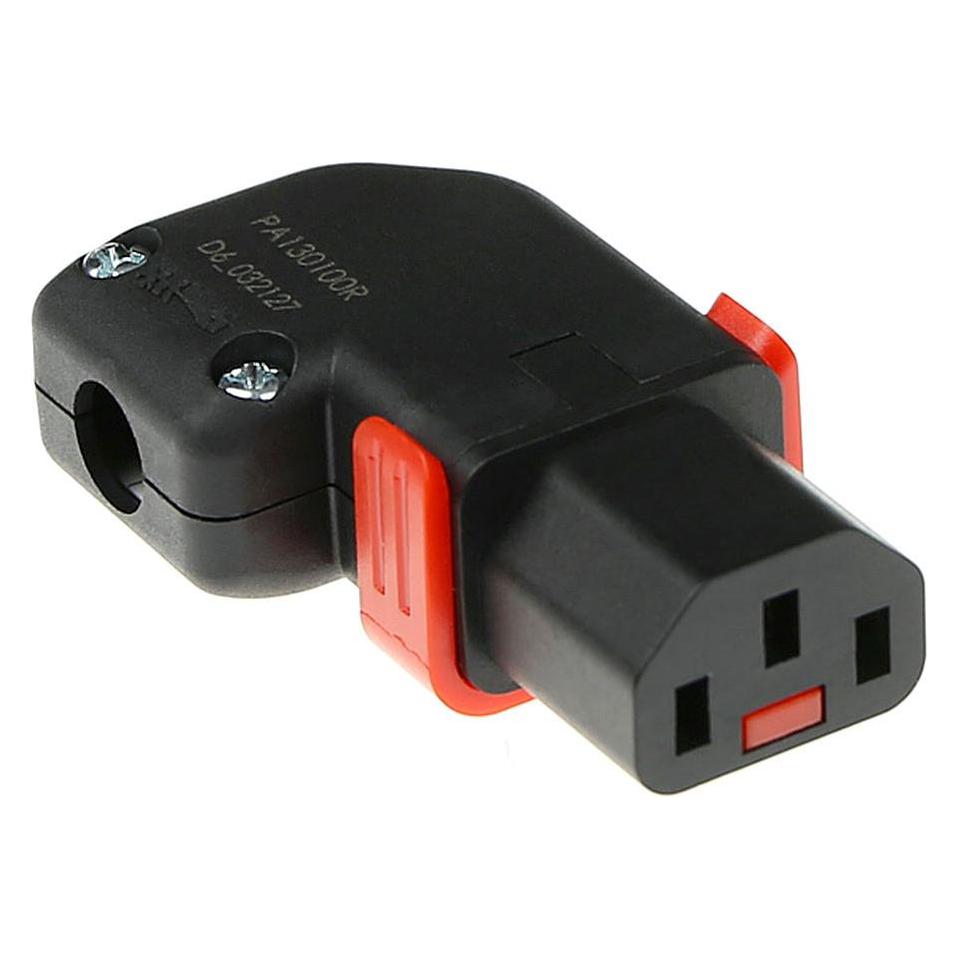 ACT C13 IEC Lock+ rewireable left or right angled connector black, PA130100RBK (C13) (SFO66A)