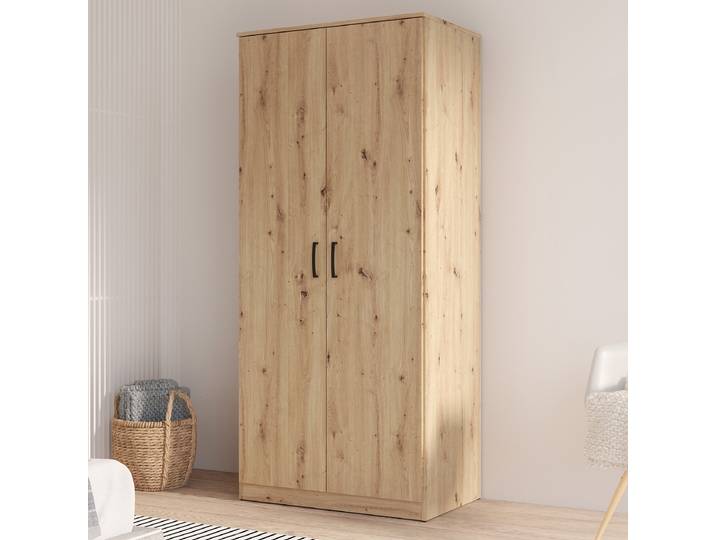 Armoire à portes battantes Naja 82 x 185 x 53cm Marron/Imitation chêne Artisan