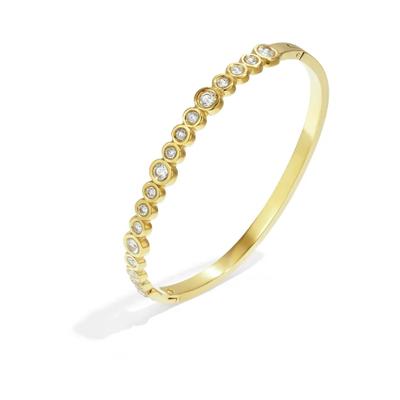 Armreif ADELIA´S "Armband Armreif mit runden Strasssteinen aus Edelstahl", gold (goldfarben), Armbänder, Damen, Edelstahl, Armreif, stylisch mit runden Strasssteinen