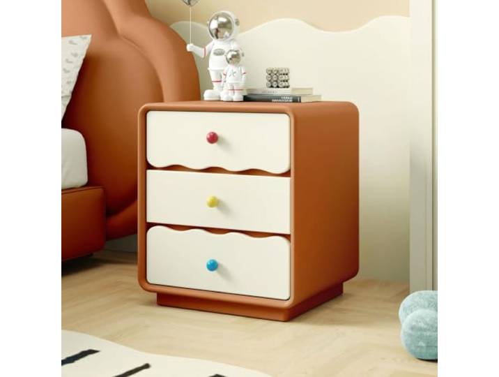 Rosa 3 Schubladen Kleiner Nachttisch Moderner Beistelltisch Holz Kugelförmige Tischbeine Aufbewahrungsmöbel Für Schlafzimmer und Studentenwohnheime(Light Brown,45cm/18in)