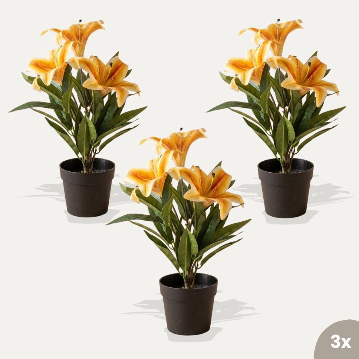 Trendhero Bundelset Lelie geel/oranje - 3 stuks - Kunstplanten