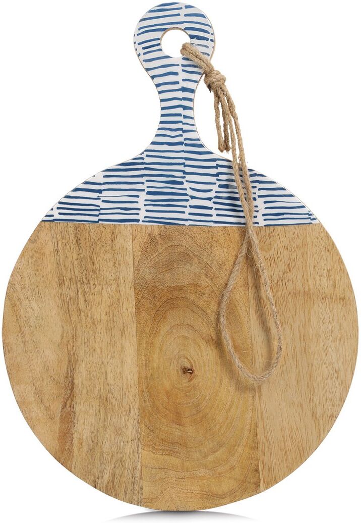 Servierbrett ZELLER PRESENT "Schneide-/Servierbrett mit Griff, Mangoholz", braun (blau), B:30cm H:2cm L:43cm, Massivholz, Schneidebretter, Servierbrett, Kordel zum Aufhängen, Epoxidharz-Beschichtung blau B/H/L: 30cm x 2cm x 43cm