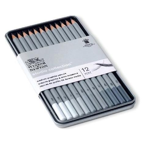 Winsor & Newton Graphite pencil medium 12pcs in tin box (HB, 12x) (884955064856)