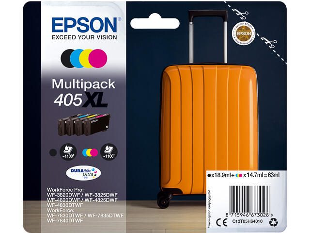 Epson Original 405XL Koffer Druckerpatronen 4er Multipack schwarz cyan magenta gelb (C13T05H64010)