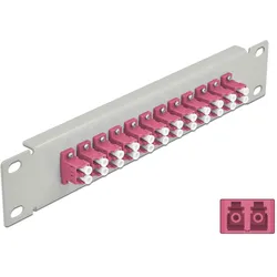 Delock 10? LWL Patchpanel 12 Port LC Duplex violett 1 HE grau, Server Zubehör, Grau