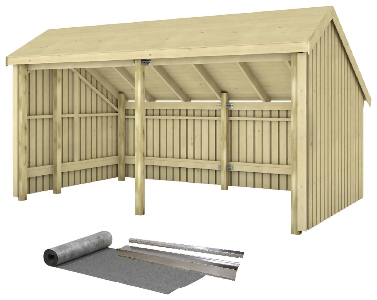 Plus Gartenhaus Multi 2 Module 416 x 238 cm natur offen